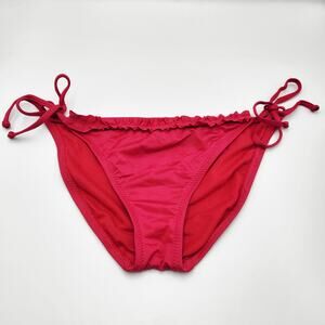 Y2K Mossimo Red Ruffle Waist Detail String Bikini Bottoms Women's S Swim Beach